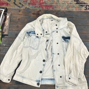 Cabi women’s blue and white button up jacket women’s size small